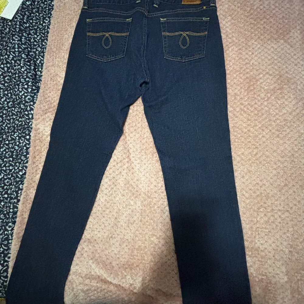 Lucky Brand Indigo Blue Jeans with Gold Stitching